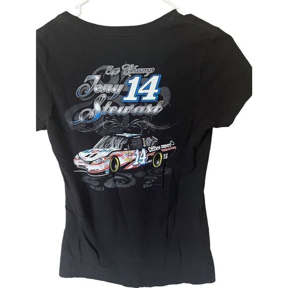 #14 Tony Stewart Nascar Ladies size M 3 Times Champ V Neck Double Sided T-Shirt - Picture 4 of 6